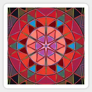 Cartoon Mandala Red Pink and Blue Sticker